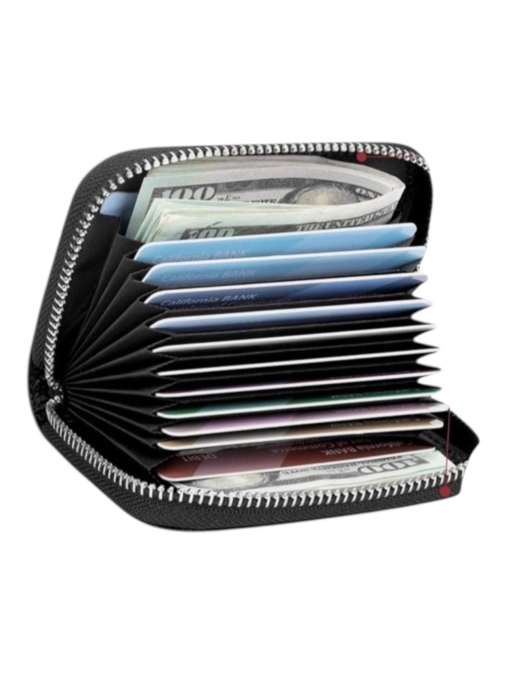 Arae RFID Zip Around Credit Card Wallet Black Size OS